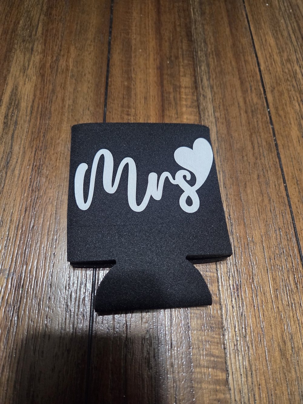 Black 'Mrs' Can Cooler Koozie with Heart